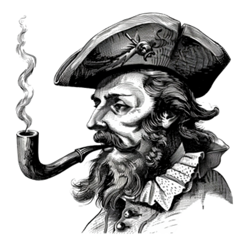 Engraving of a curious gentleman smoking a pipe