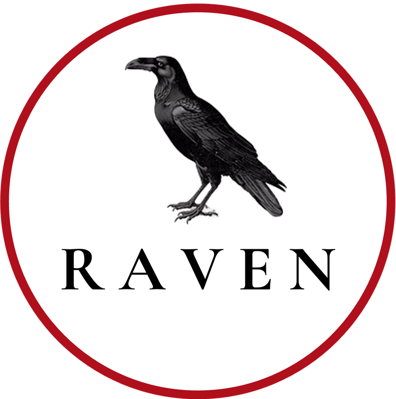 Raven — engraved raven within a crimson ring